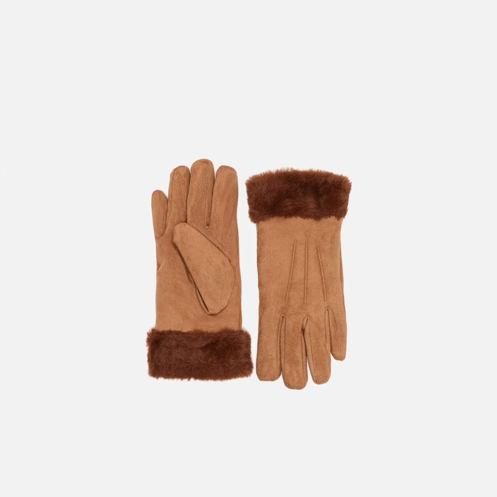 Carlota guantes de antelina con puño efecto pelo
