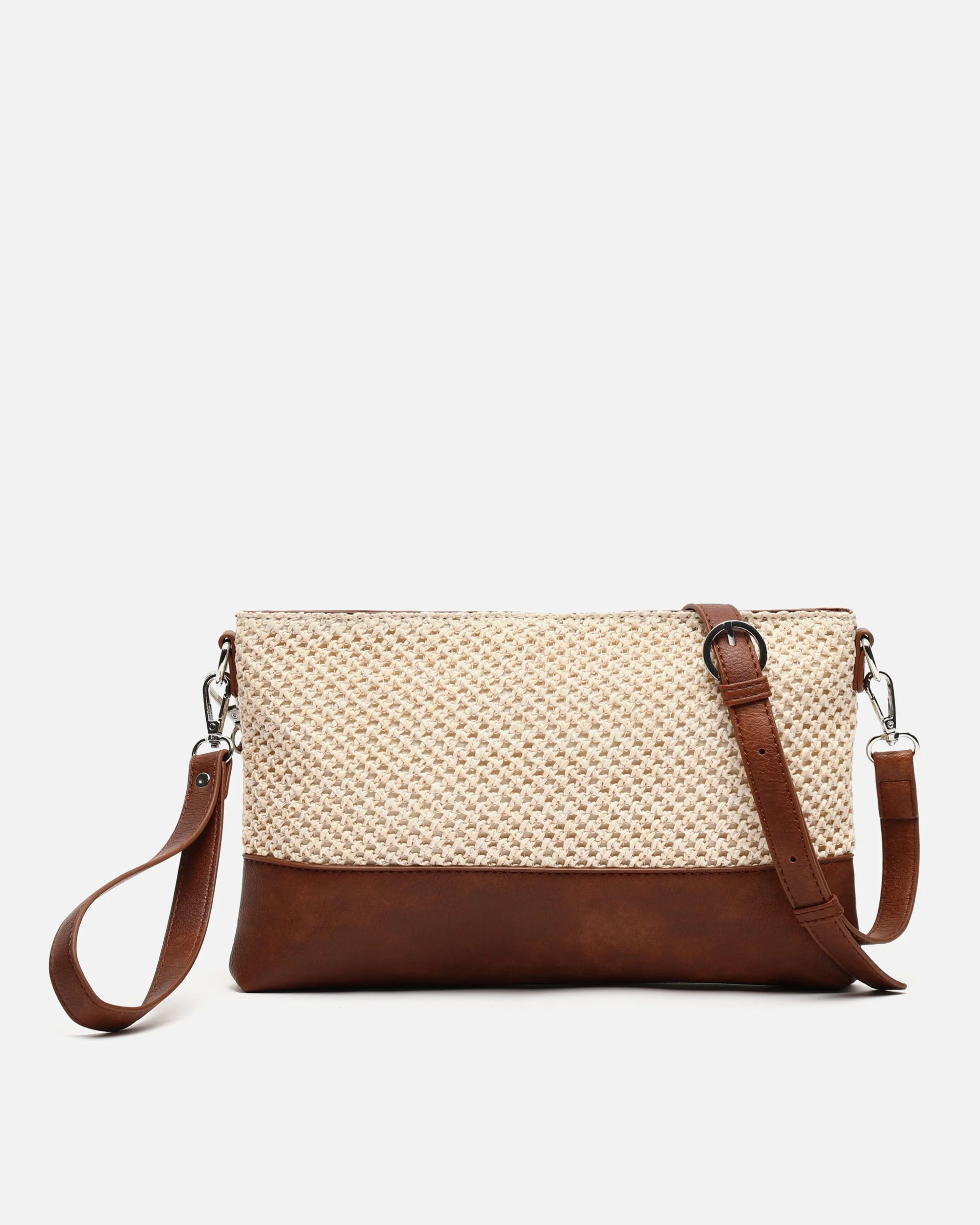 Estena bolso bandolera pequeño efecto rafia con asa de mano ED.