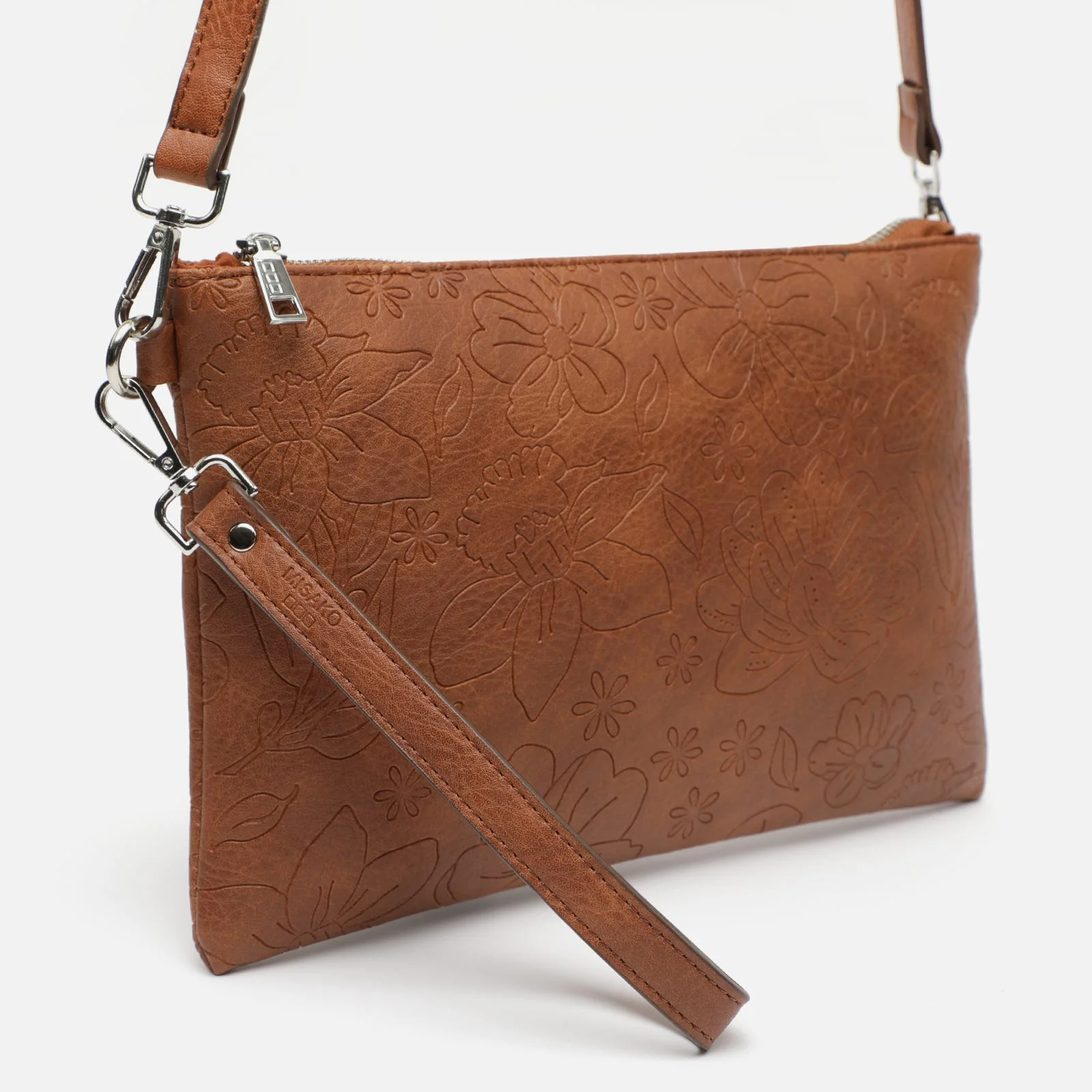 Monoflor bolso bandolera pequeño con asa de mano con grabado floral ED. - Image 3