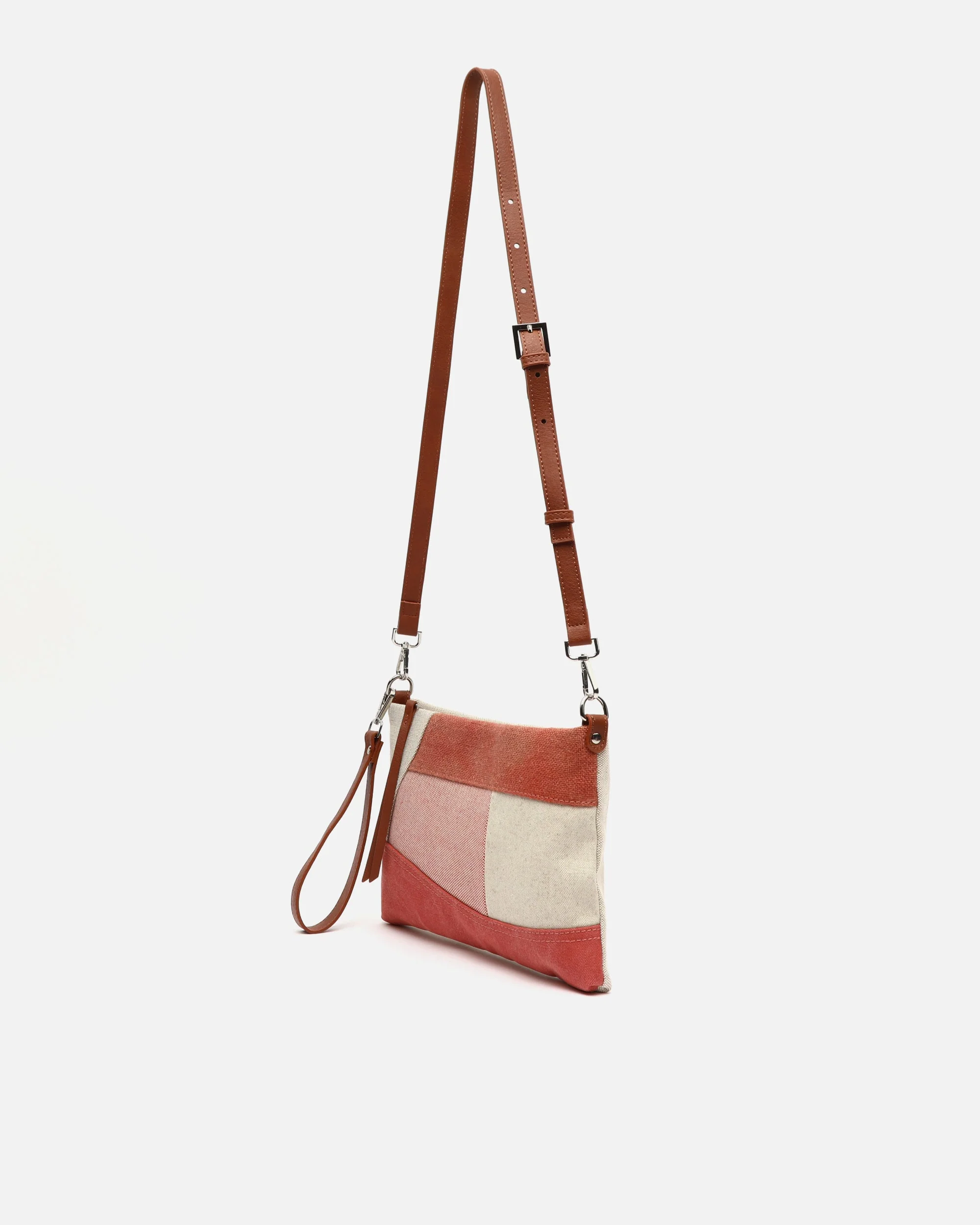 Narcis bolso bandolera pequeño con asa de mano y estampado patchwork efecto desgastado ED. - Image 2