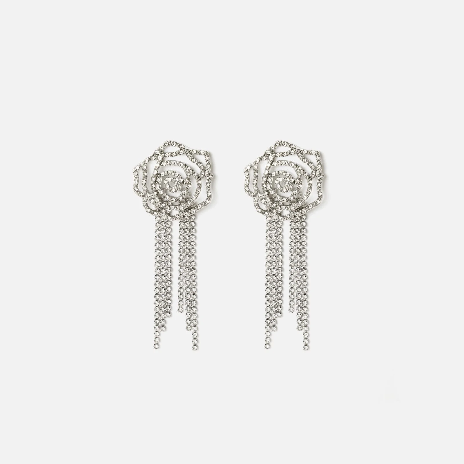 Samanta pendientes flor largos con strass ED.