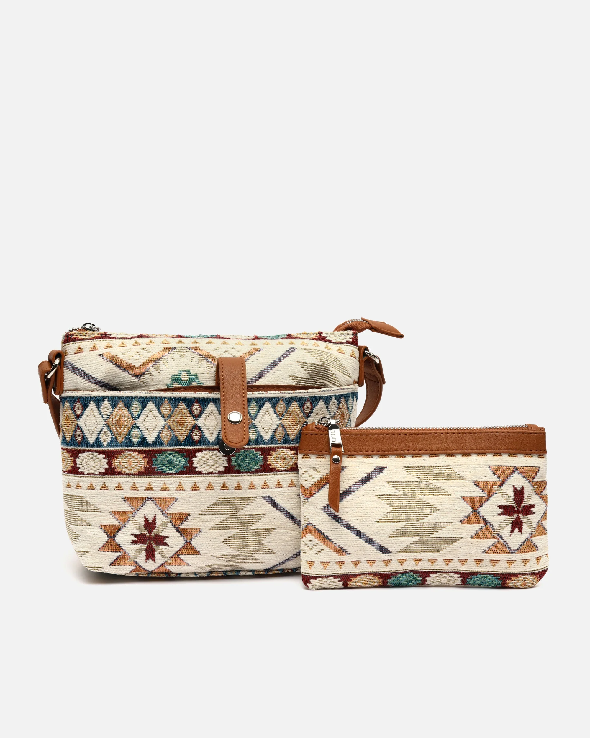 Tiani bolso bandolera pequeño con estampado jacquard y neceser pequeño - Image 3
