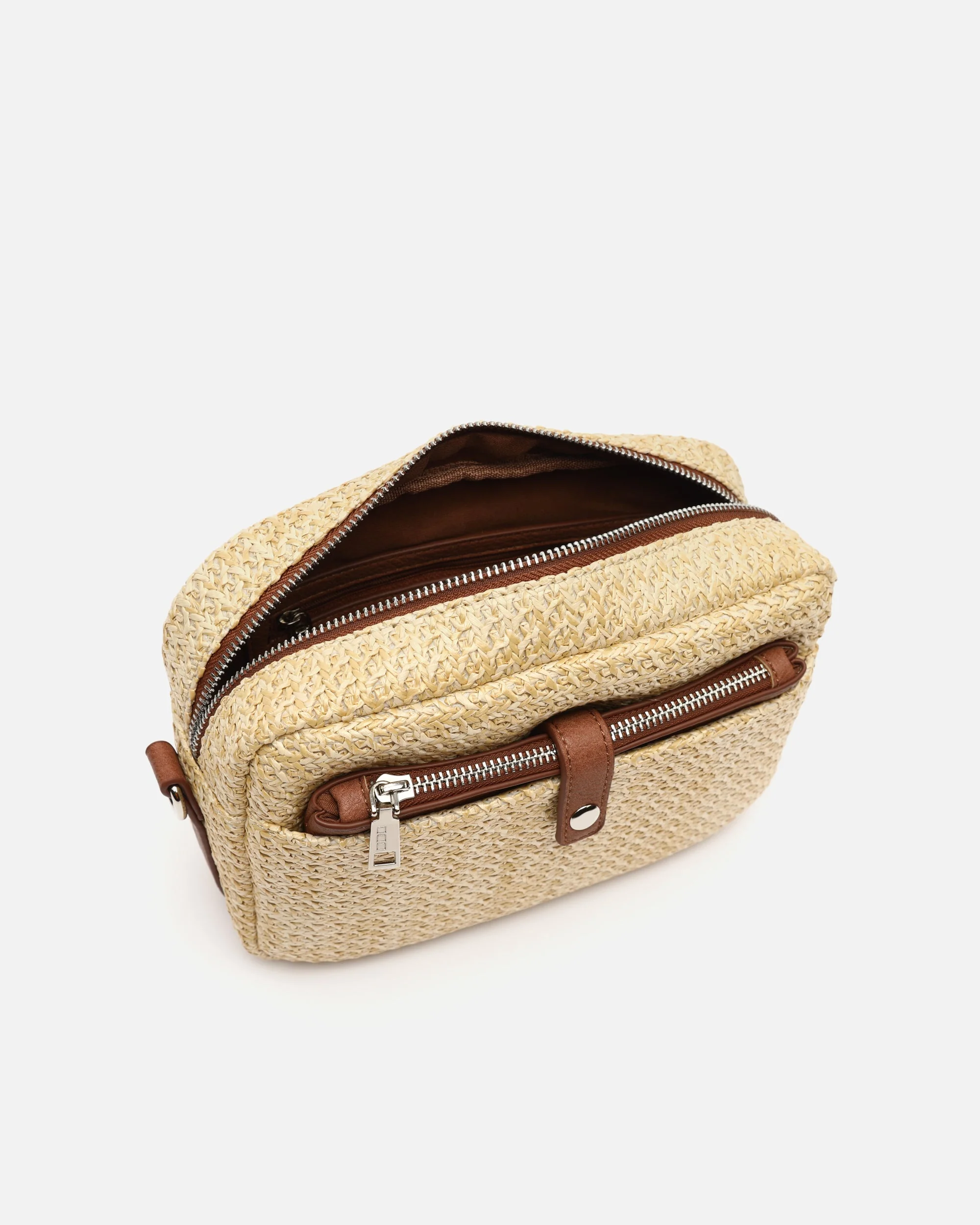Xistu bolso bandolera pequeño efecto rafia con neceser pequeño ED. - Image 5